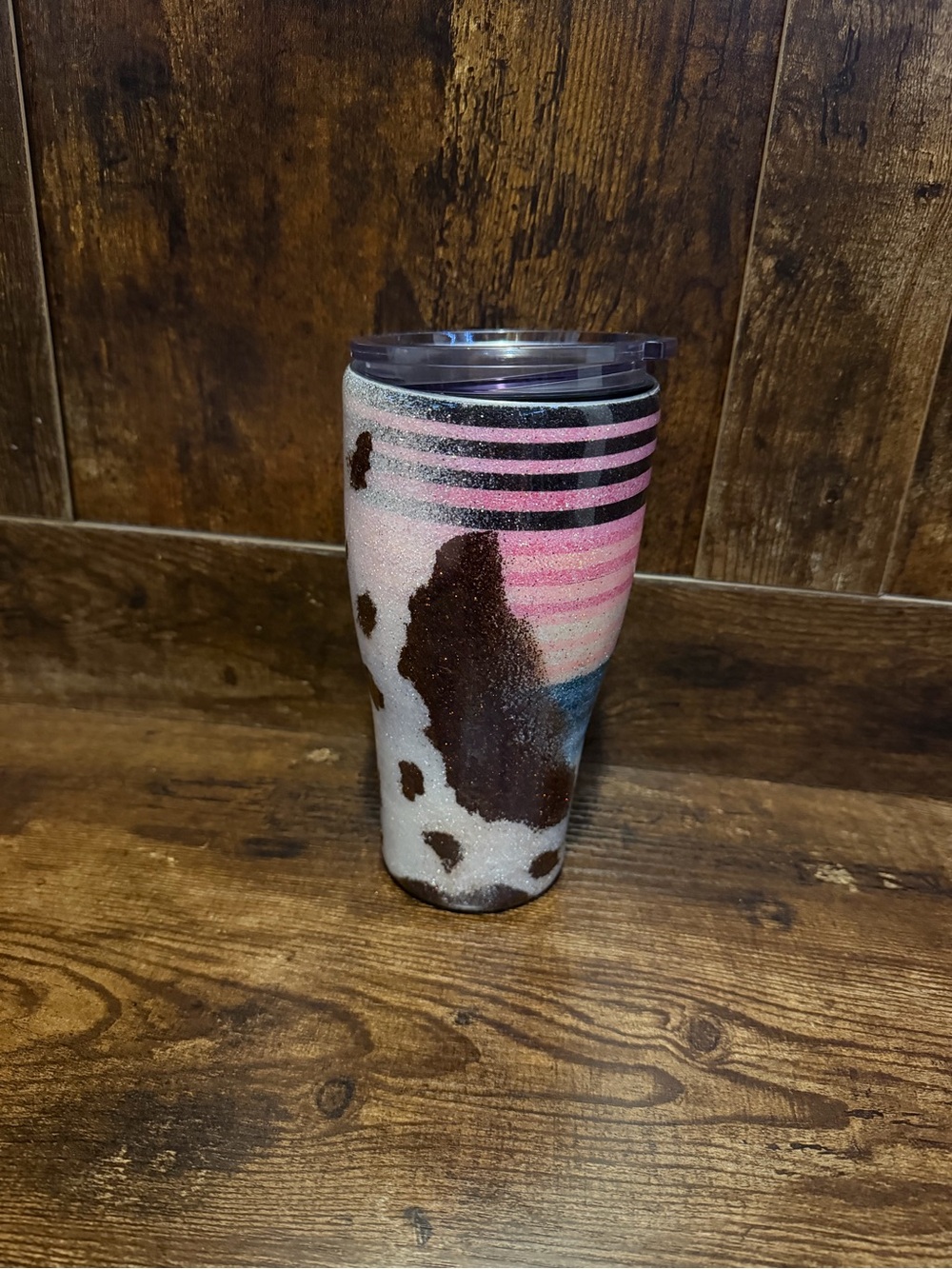 Cow serape glitter tumbler